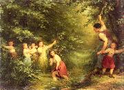 Fritz Zuber-Buhler The Cherry Thieves oil painting on canvas